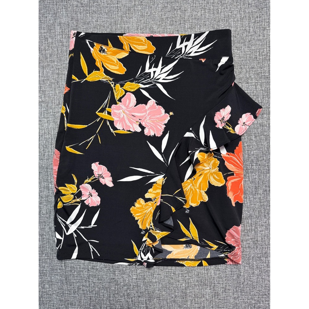 Guess Skirt Women Black Floral Ruffle Wrap Mini | S | Approx. Size 6 | 28" Waist